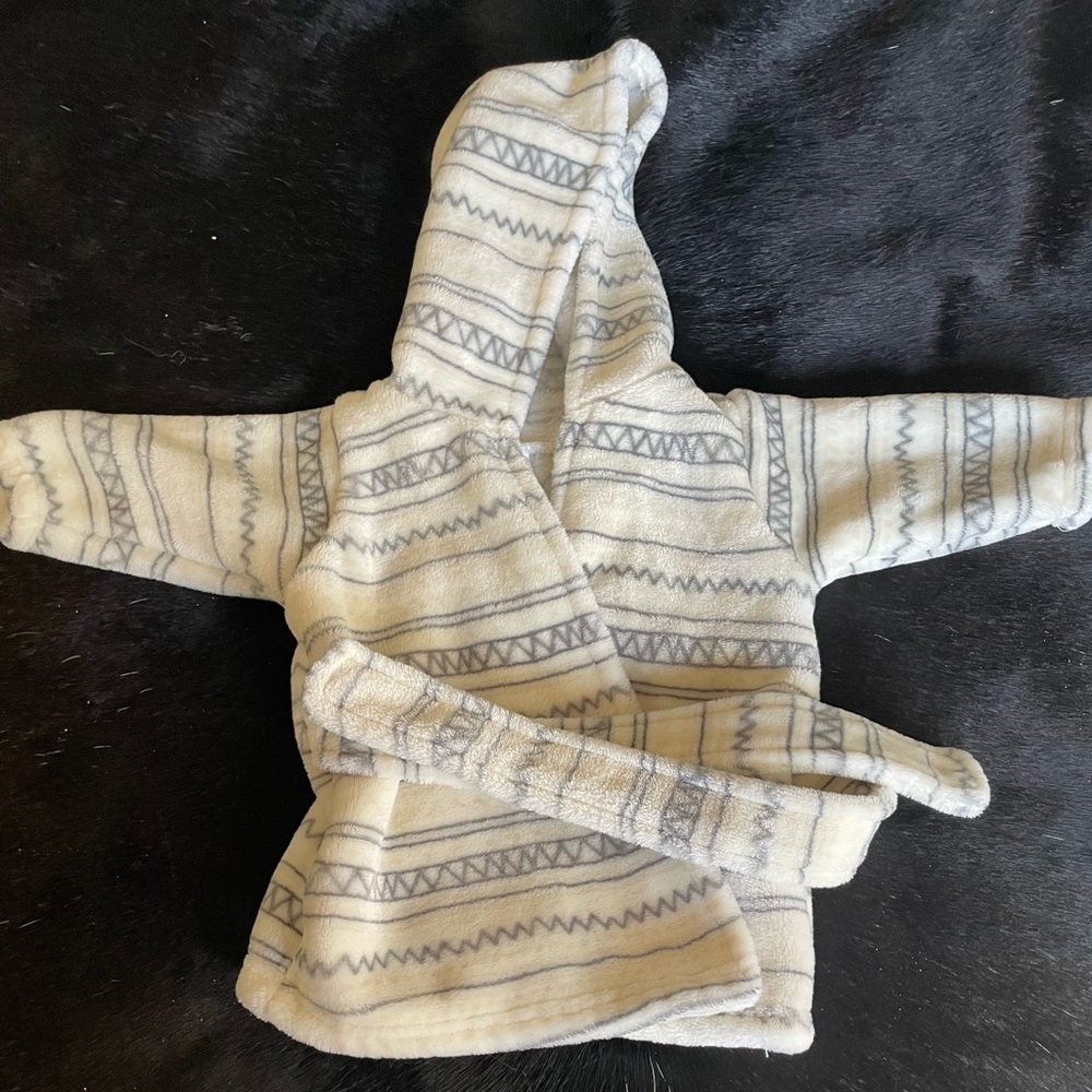 HB Fleece Robe Infant‎ 0 3 6 9 Months 0-9 Cream Gray Boy Girl New